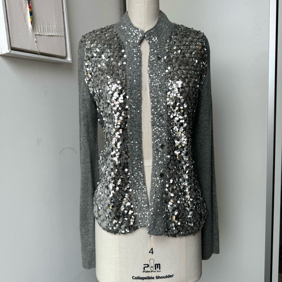 IISLI NY Rate Vintage 💯CASHMERE sequins and Swarovski Crystals sz M - Picture 3 of 16